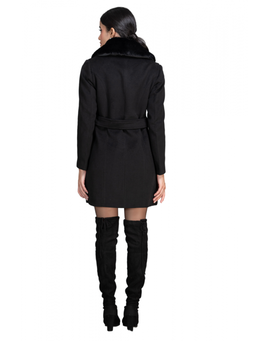 Women Coat  black With belt